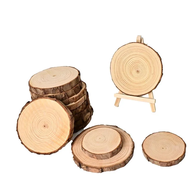 

3-12cm Thick 1 Pack Natural Pine Round Unfinished Wood Slices Circles With Tree Bark Log Discs DIY Crafts Wedding Party Painting