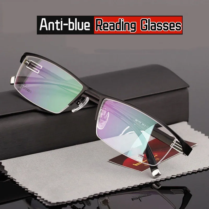 

Vintage Business Style Half Frame Presbyopia Eyeglasses Unisex Blue Light Blocking Reading Glasses Prescription Diopter Eyewear
