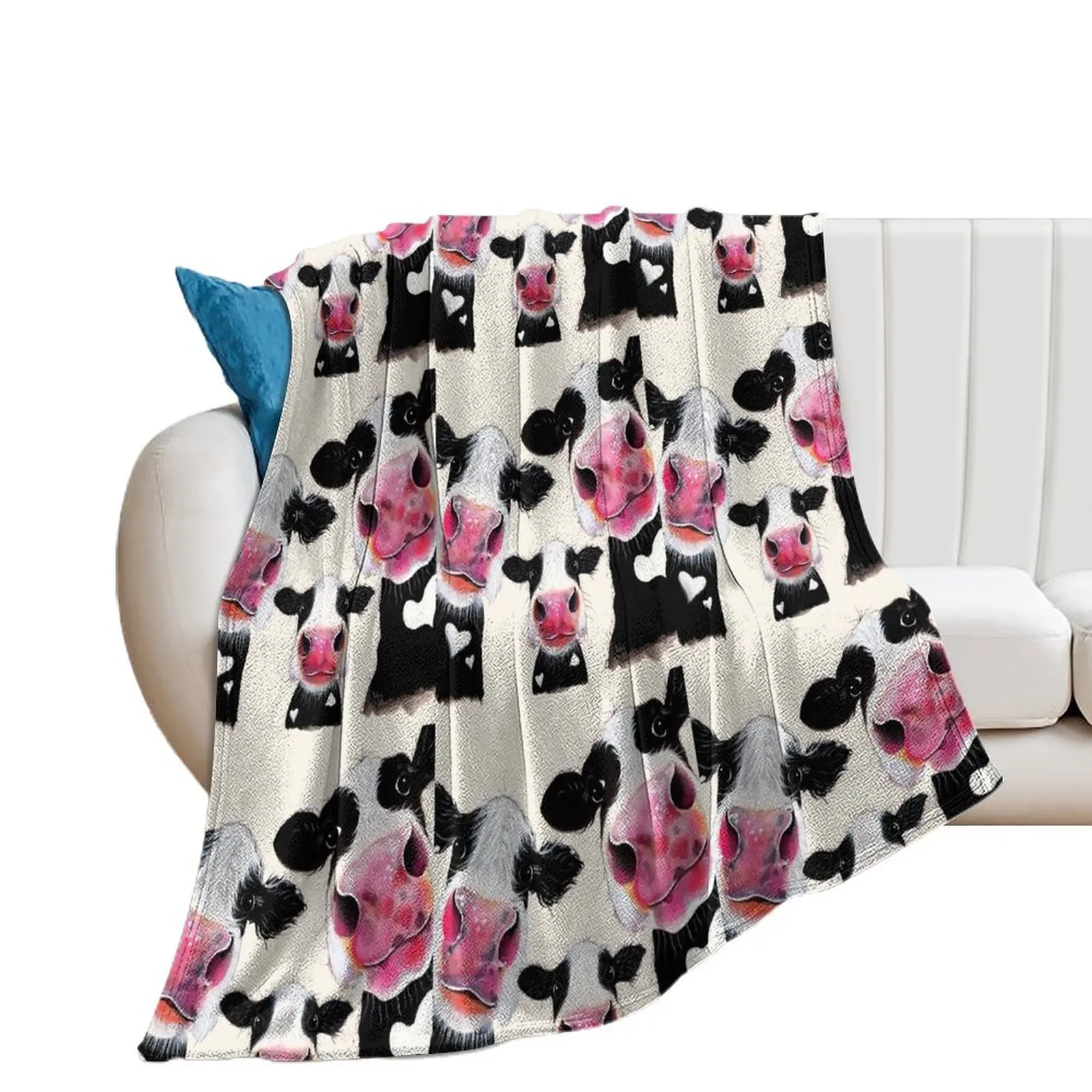 CoW PRiNT, ANiMaL PRiNT ' THe NoSeY FaMiLY ' BY SHiRLeY MacARTHuR Throw Blanket Softest For Baby Decorative Beds Blankets