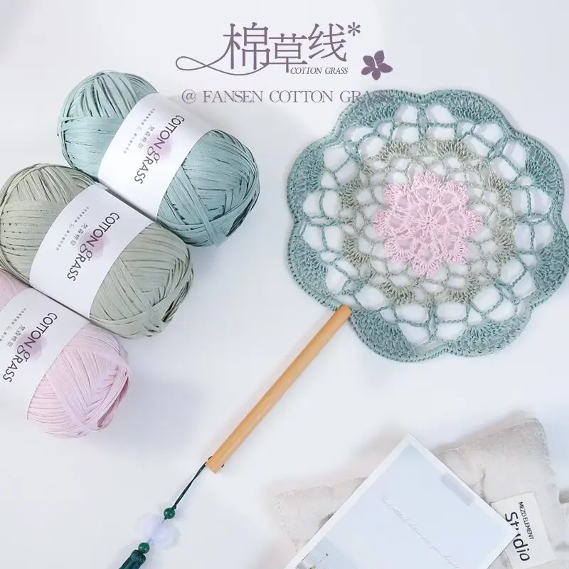 Hilo de Algodón de 50g, Estilo Rafia, para Tejer a Crochet, para Bolsos de Verano, Sombreros, Manualidades, Tejido a Mano
