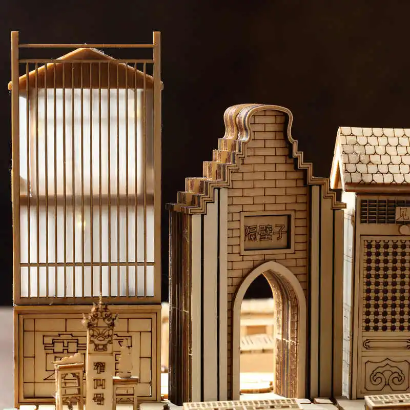 DIY Book Nook Wooden Diagon Alley Building Model Bookend Bookshelf Bookcase Hot Spring Villa Assemble Toy Children Gift Casa