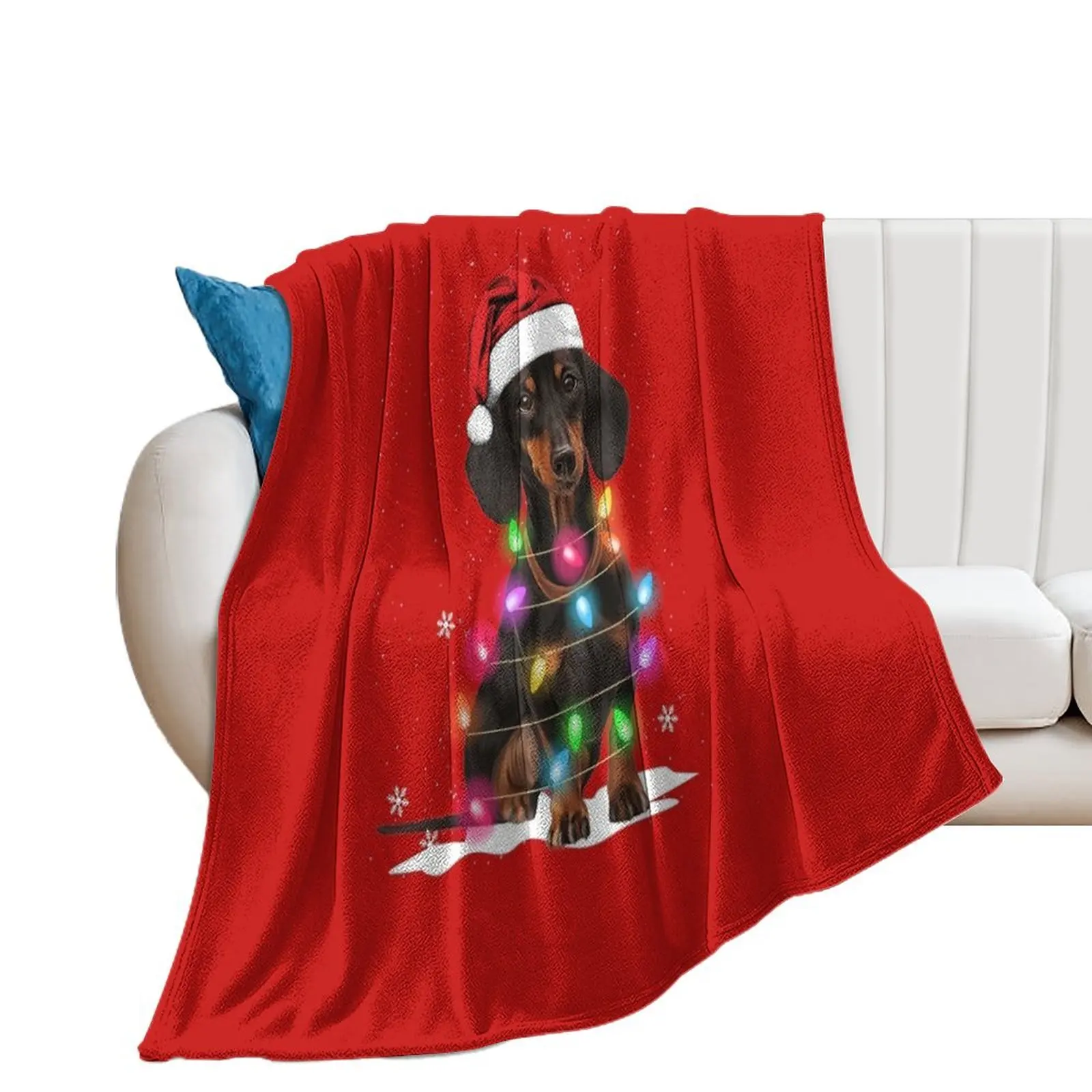 

Dachshund Christmas Lights With Snow Sweater Throw Blanket Luxury Thicken Heavy Summer Bed covers Blankets