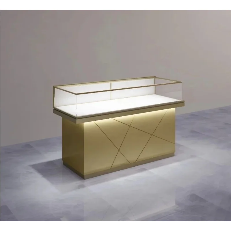 custom.Luxury Modern Jewelry Display Cabinet LED Lighting Gold Silver Custom Color High-grade Glass Showcase Waterproof Heavy Du