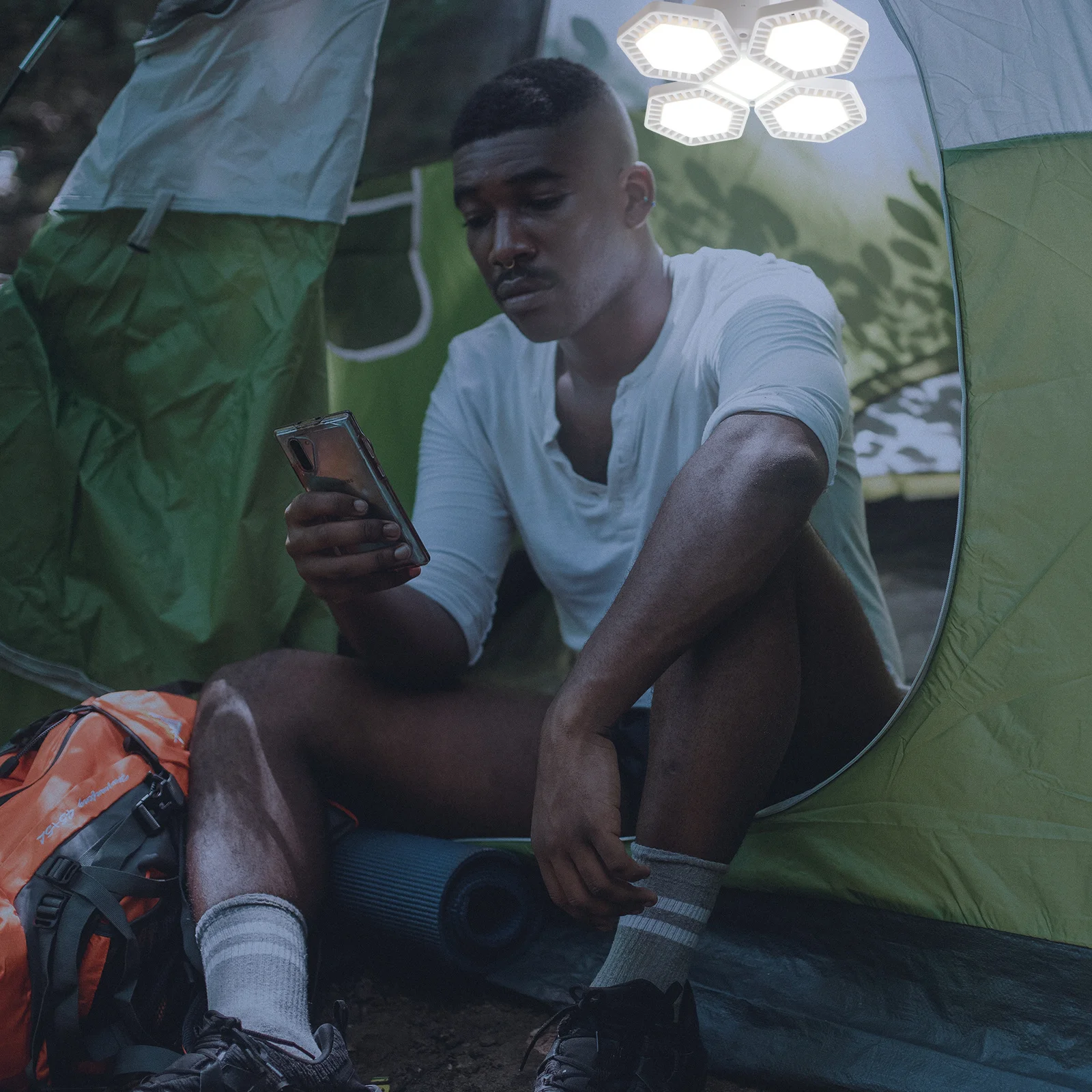 

Folding Solar Powered Camping Lamp USB Rechargeable Tent Light 5 Brightness Levels Outdoor Portable Lamp Camping Light