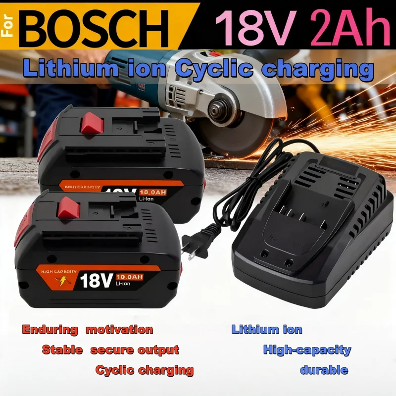 

Genuin summing 2.0Ah 18V Cycling charging Lithium-Ion for BOSCH Electric tool for GSB GSR180-Li/120-Li/185-Li/18v-65 & More