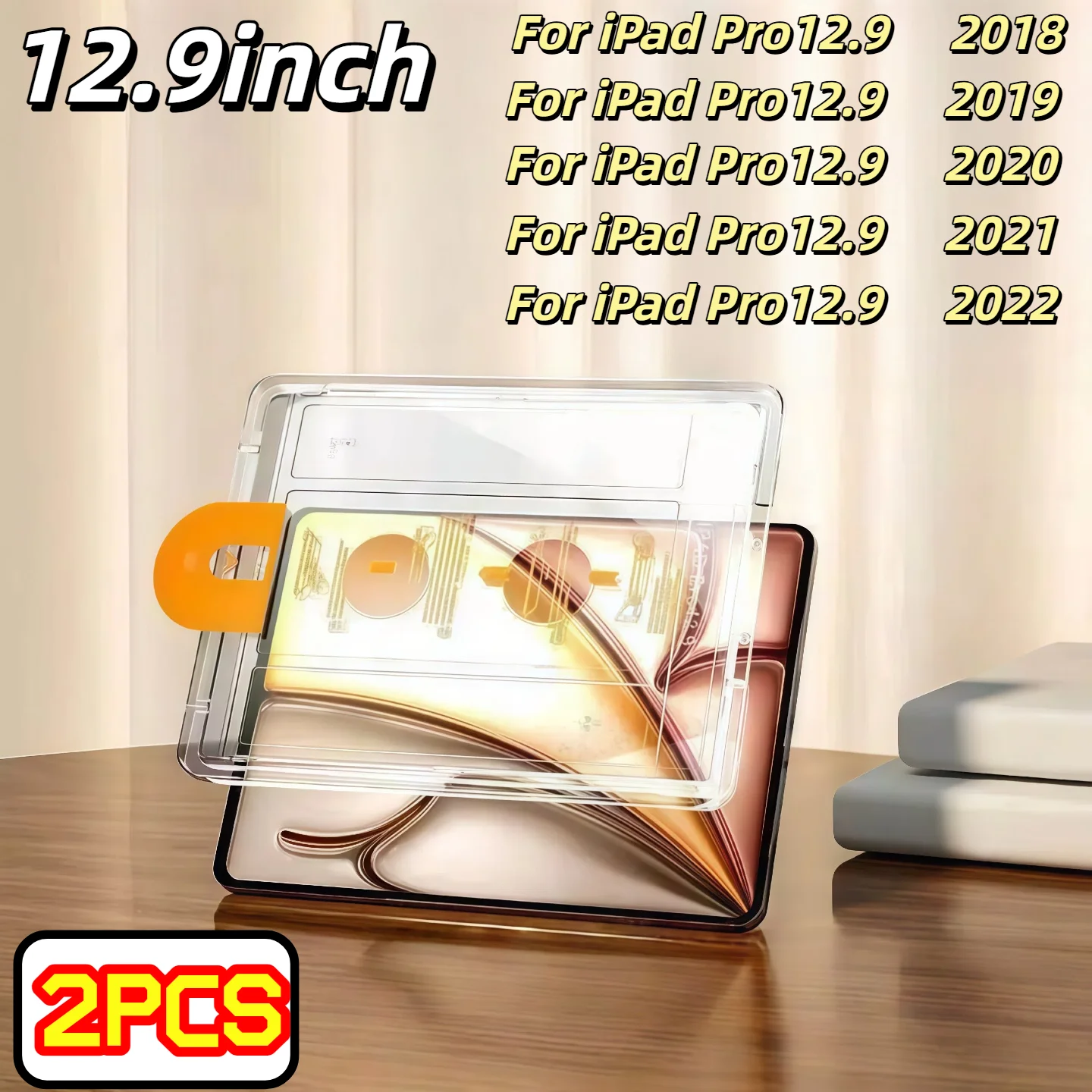 

2PCS For iPad 12.9 Inch 2018 2019 2020 2022 2021 Tempered Glass Screen Protector Easy Install Auto-Dust Removal Kit