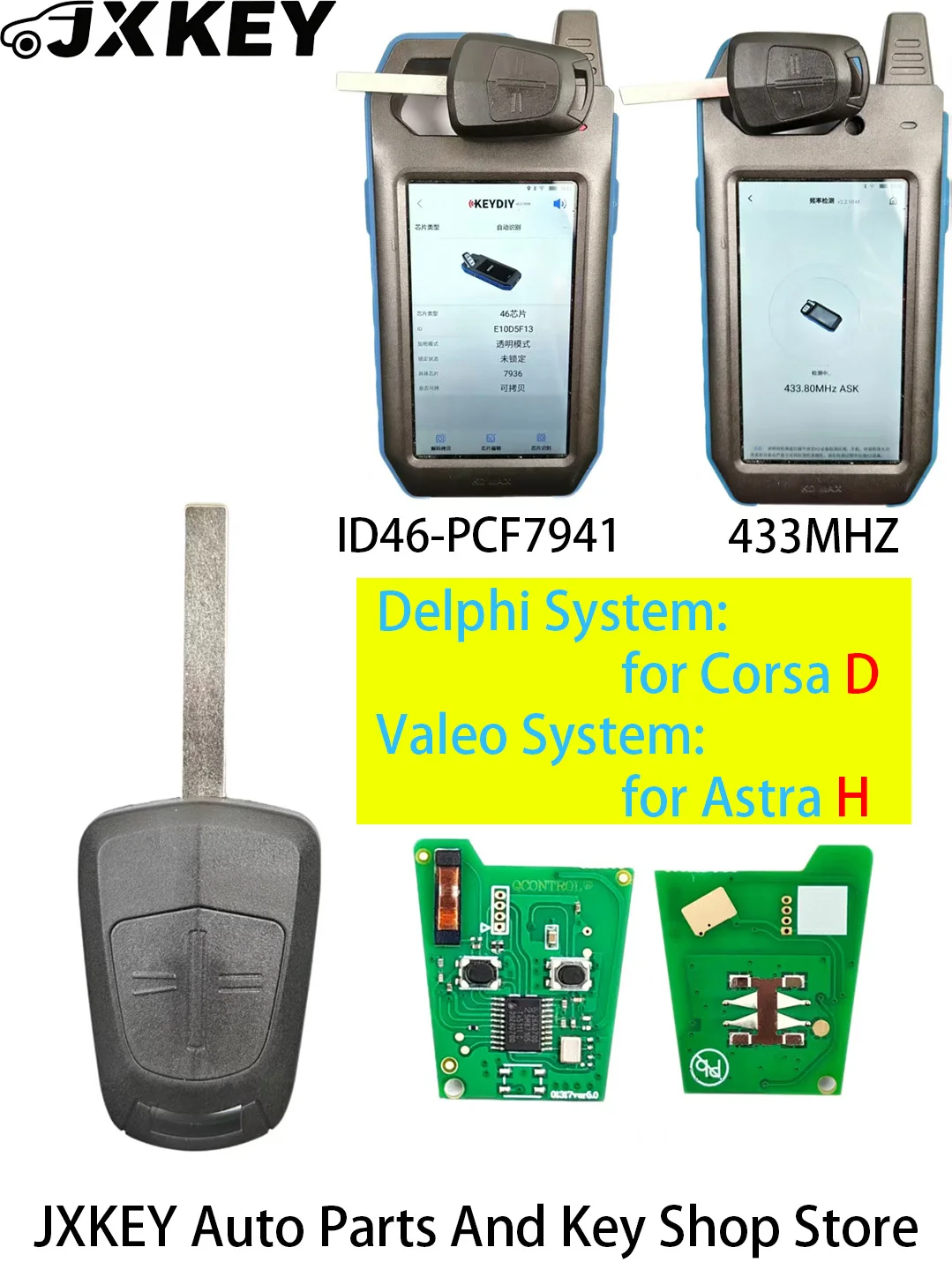 

Car remote key suitable for Opel/Vauxhall Astra H 2004-2009 and Corsa D 2007-2012 models, with 2 buttons,433 MHz