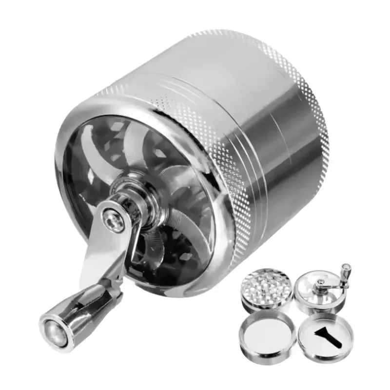 New 4-layer Tobacco Grinder 60MM Manual Metal Zinc Alloy Herb Mill Spice Crusher Smoke Grinder Crusher Hand Crank Miller