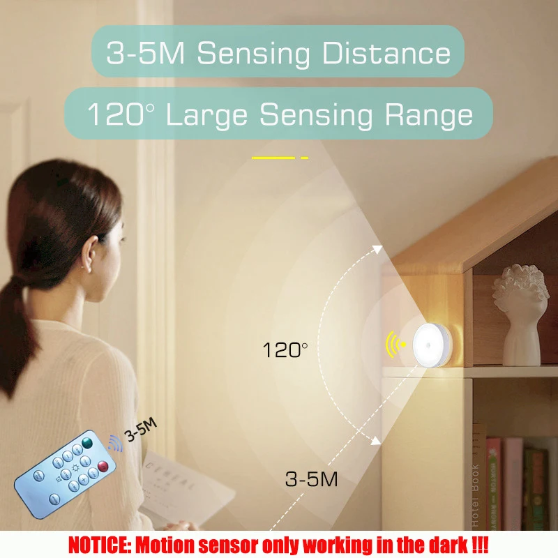 Motion Sensor Light With Remote Control USB Rechargeable Timer Night Light Dimmable LED Lamp Stairs Hallway Cabinet Nightlight