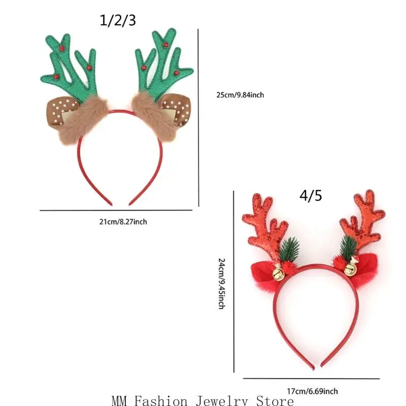 D0UB Accesorio navideño para reno aterciopelado, decoración cascabel, reunión familiar