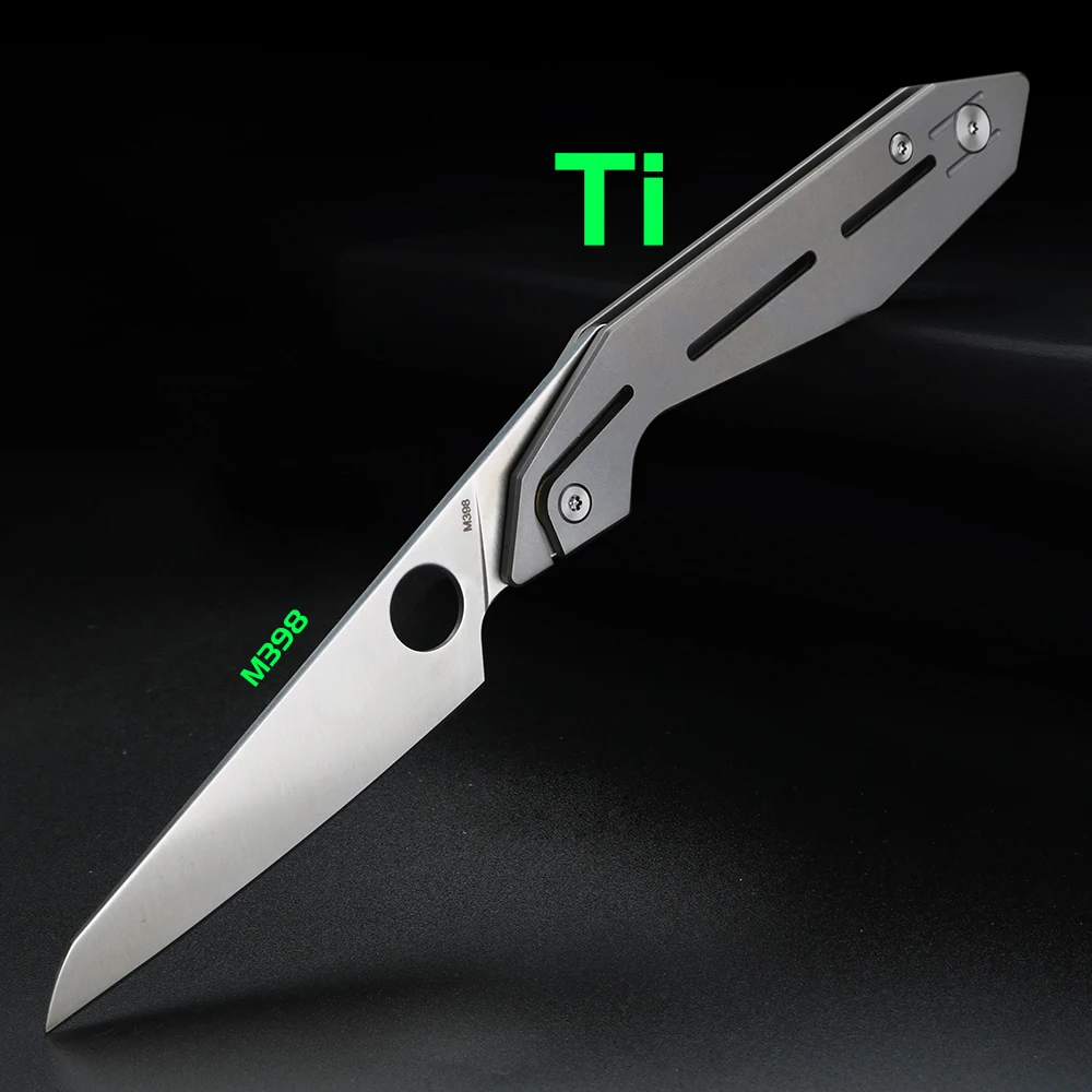 Titanium Handle Folding Knife, High Hardness M398 Steel Blade Pocket Knife, Lightweight Knife