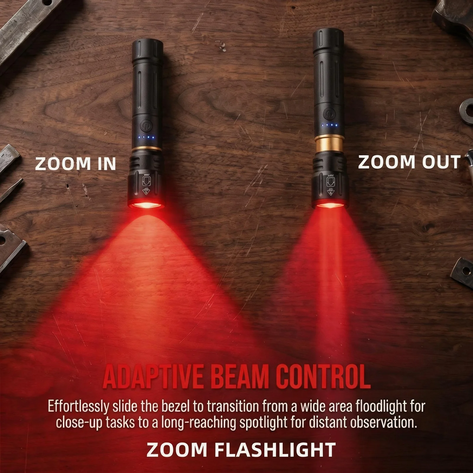 Alonefire Zoom Red Light LED High Power Flashlight USB Rechargeable Aluminum Torch Camping Outdoor Hiking Hunting Fishing Lamp