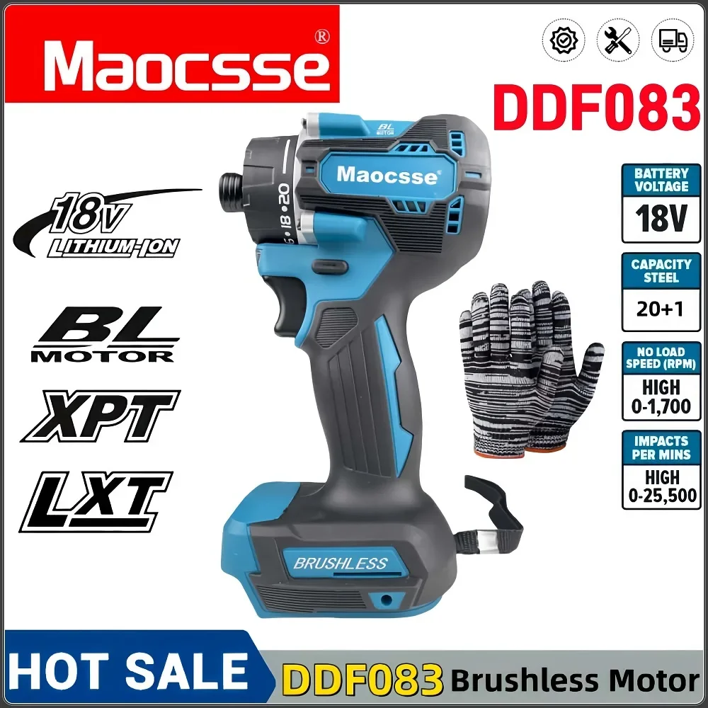 

20+1 torque 280N. m brushless electric screwdriver, used for rechargeable cordless drill with for Makita 18v battery