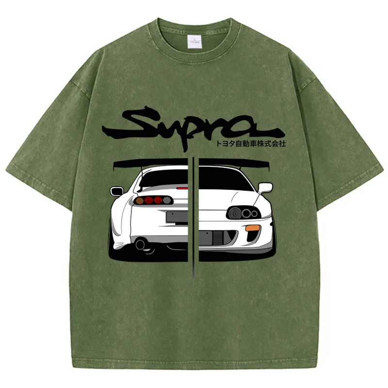 Supra Poster Vehicle Association Print Women Washed Short Sleeves Loose Comfortable Soft Cotton T-Shirts Summer Female Clothes