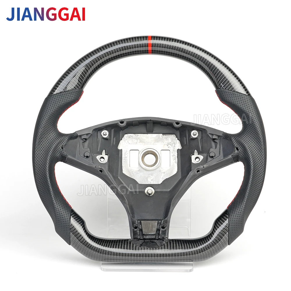 

Real Carbon Fiber Steering Wheel Red Center Line D-shape Flat-bottom Fit For Tesla Model X 2016-2020 Car Upgrade Accessories