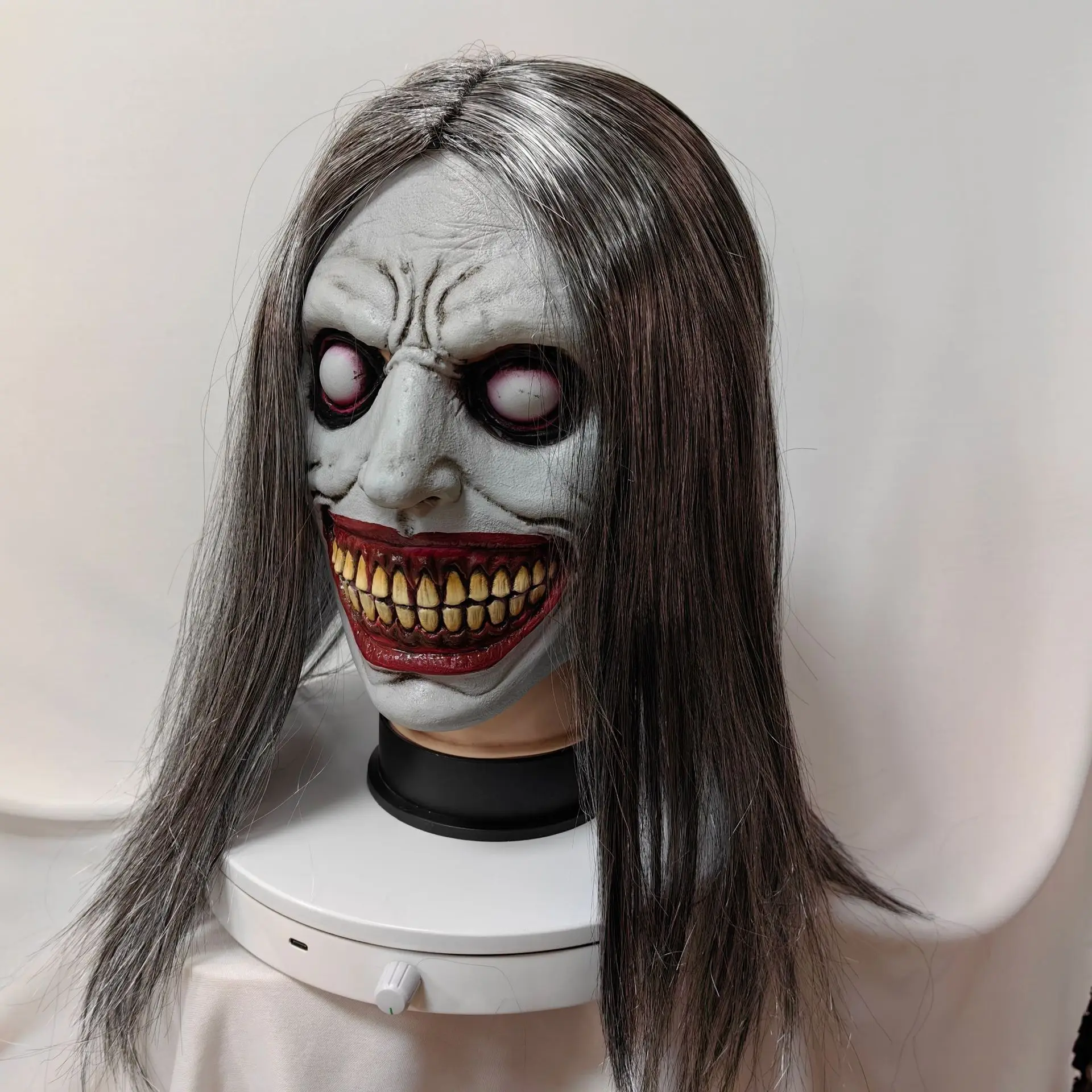 Der Exorzist Lächeln Maske Latex Maske Kopfbedeckung Gruseliges Spukhaus Streich Halloween Party Cosplay Kostüm Requisiten Zubehör