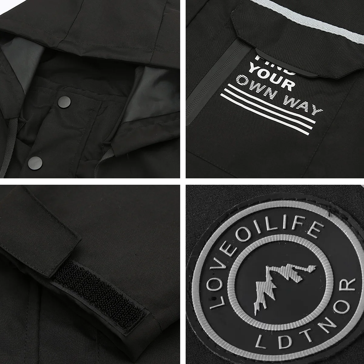 Jaket kerja pria ukuran besar dengan tudung dan tali serut, cocok untuk mendaki gunung, berbelanja, dan aktivitas sehari-hari.