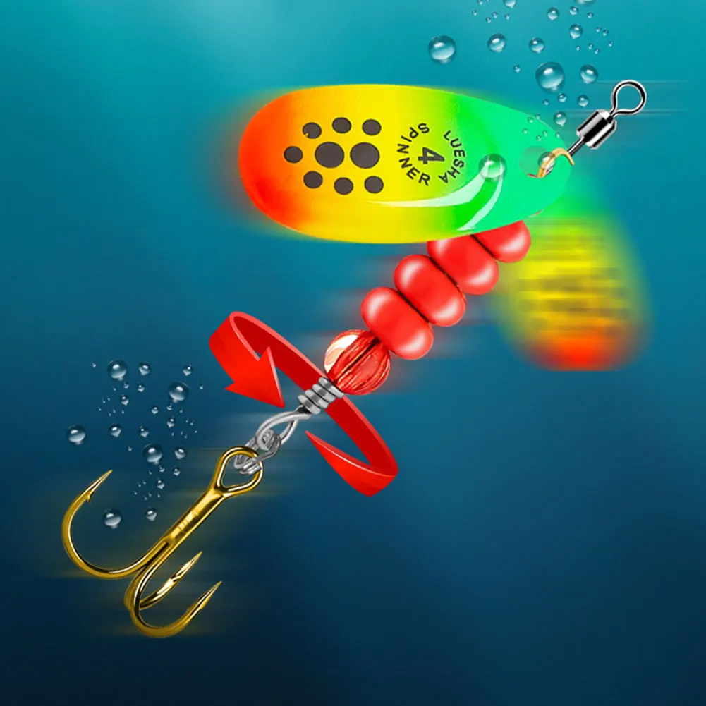 

Набор из 5 металлических вращающихся блесен-ложек для рыбалки с коробкой для снастей, воблеры-крэнкбейты для ловли баса и щуки