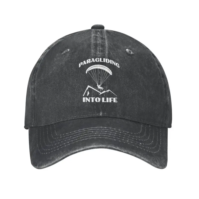 Custom Punk Unisex Cotton Paragliding Into Life Baseball Cap Adult Gift For Paragliders Adjustable Dad Hat Men Women Outdoor