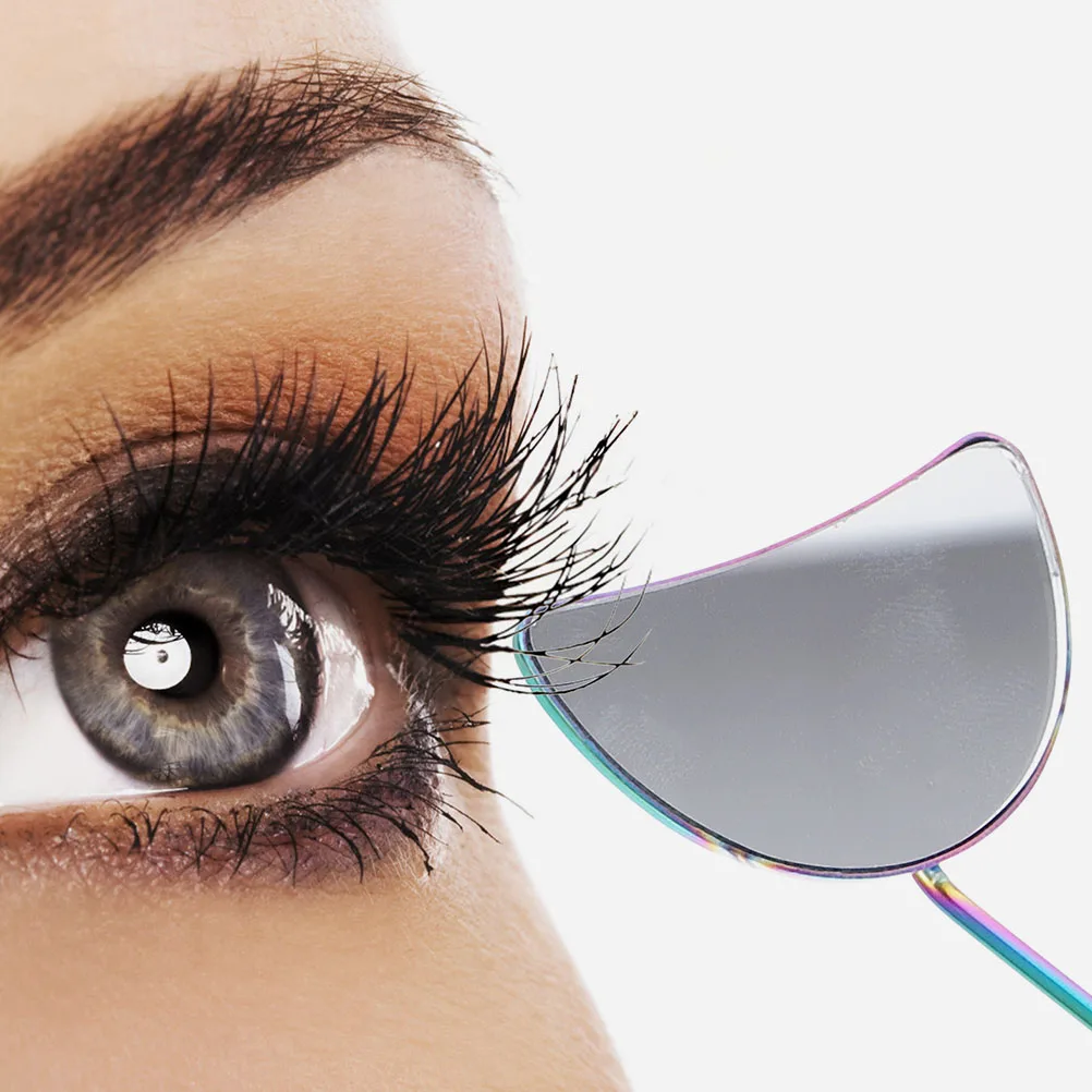 2개입 스테인리스 스틸 속눈썹 거울 컴팩트 문 디자인 속눈썹 검사 도구 전문가용 살롱 연장 키트 액세서리