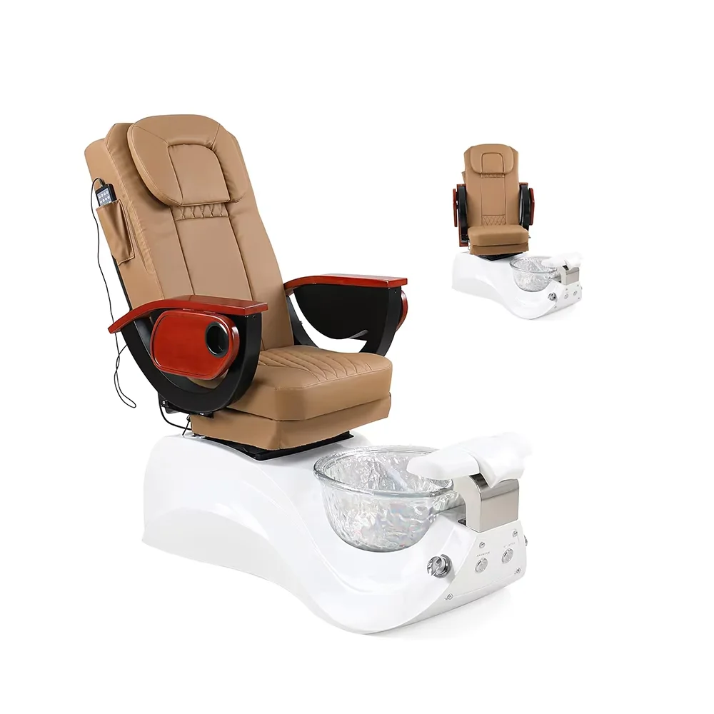 

Multifunction Electric Adjustable Footrest Professional Foot Nail Spa Chair Back Massage Pedicure Chair With Glass Pedicure Tub