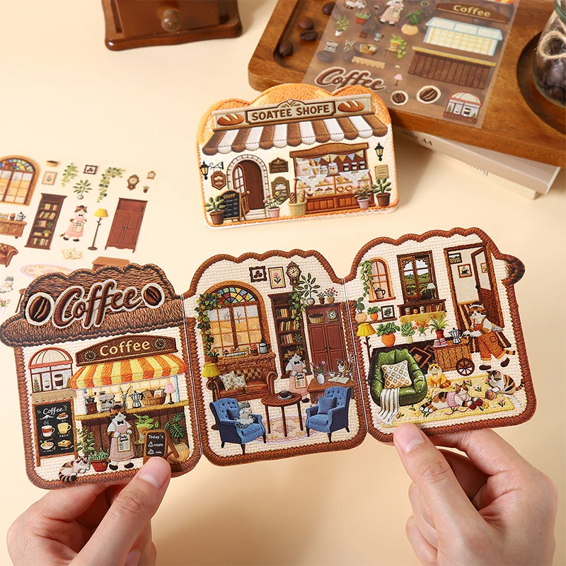 JIANQI Kawaii Store operator Coffee shop Landscape Sticker D