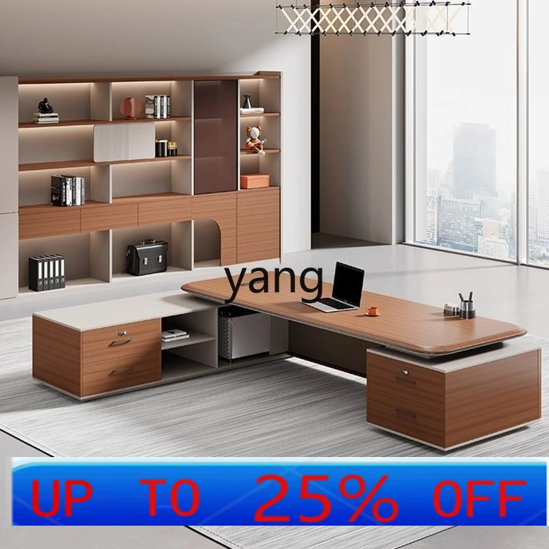 

LH wireless charging function office desk and chair combination wood-based panel senior sense president table