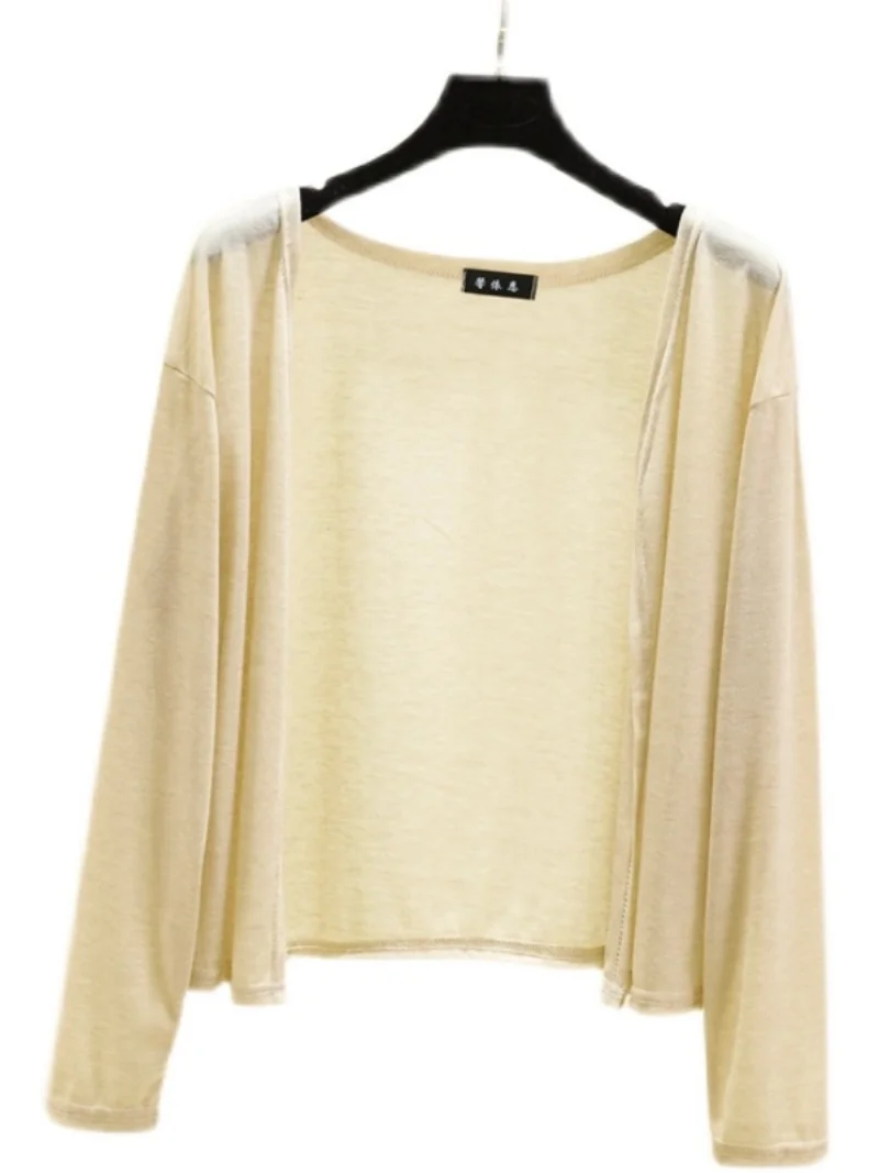 

Summer Thin Silk Long Sve Open Cardigan Women's Loose Fit Air Conditioning Breathable irt Large Size Sun Protection Top