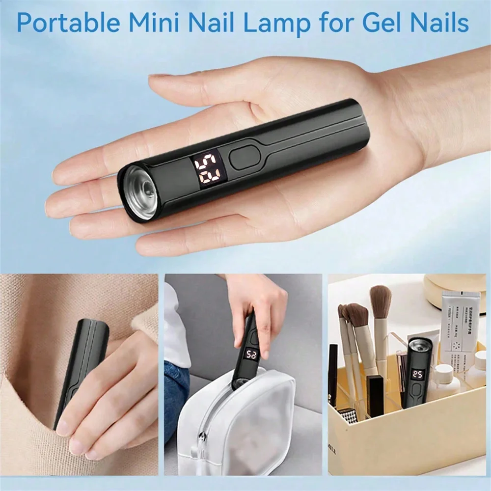 1/2pcs Handheld UV Nail Lamp Portable LED Nail Light with Digital Timer Quick Curing Nail Polish Dryer Gel Baking Lamp for Home