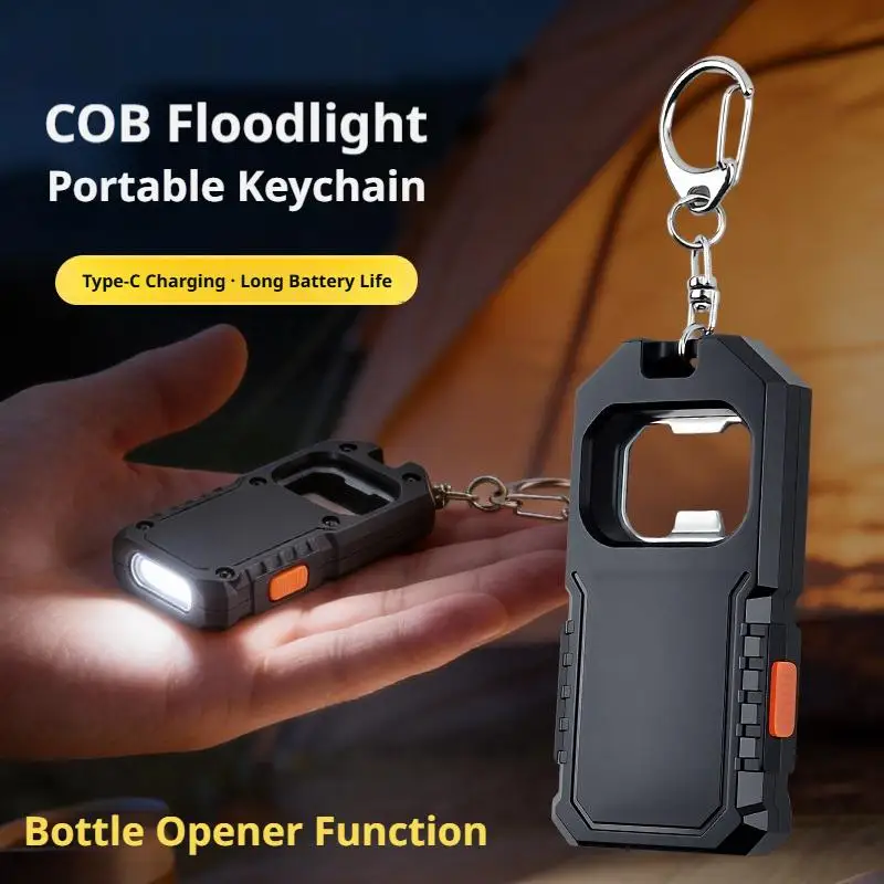Multifunctional USB Rechargeable Keychain Flashlight Mini Cob Work Light Edc Pocket Torch for Camping Hiking Emergency Flashligh view 6