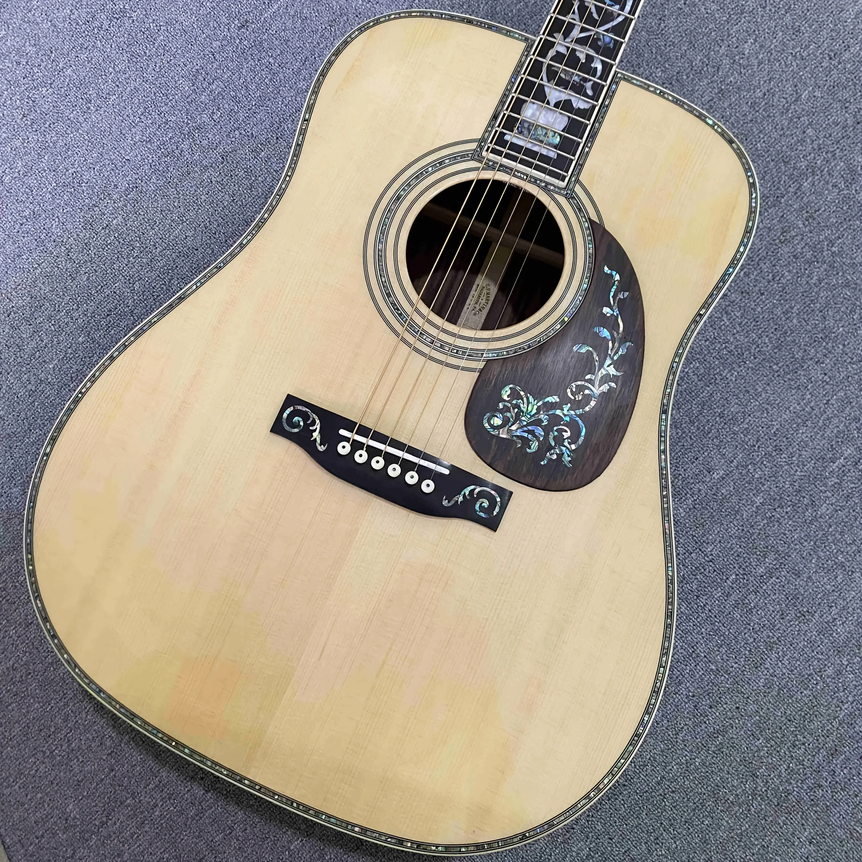 New D-45 Acoustic Guitar Deluxe Edition Shell Inlaid Printed Fingerboard, New Size Instrument Suitable for Collection, Free Shipping