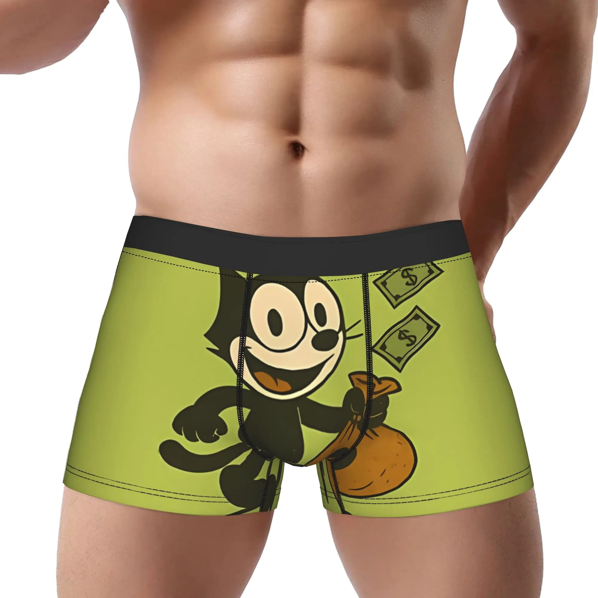 

Сумкой с деньгами в комплекте: трусы Felix Cat, мужские трусы, мужское нижнее белье, шорты с принтом, боксеры