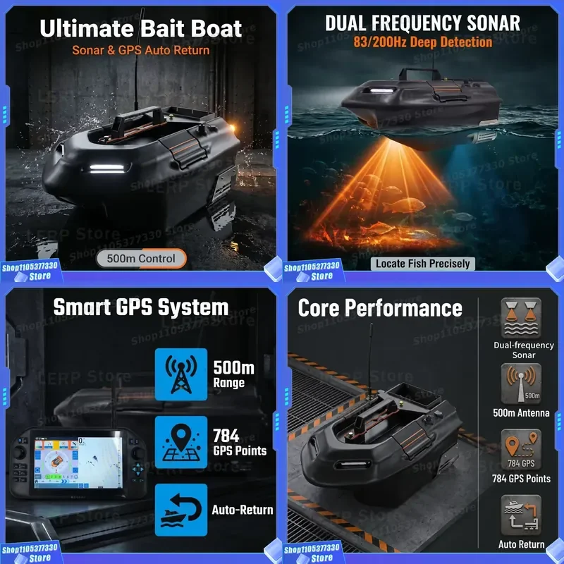 Zhanlan S3 GPS Bait Boat 83/200Hz Dual-frequency Sonar 784 GPS Positions Total Full-auto Hatch for Bait Rig Release Auto