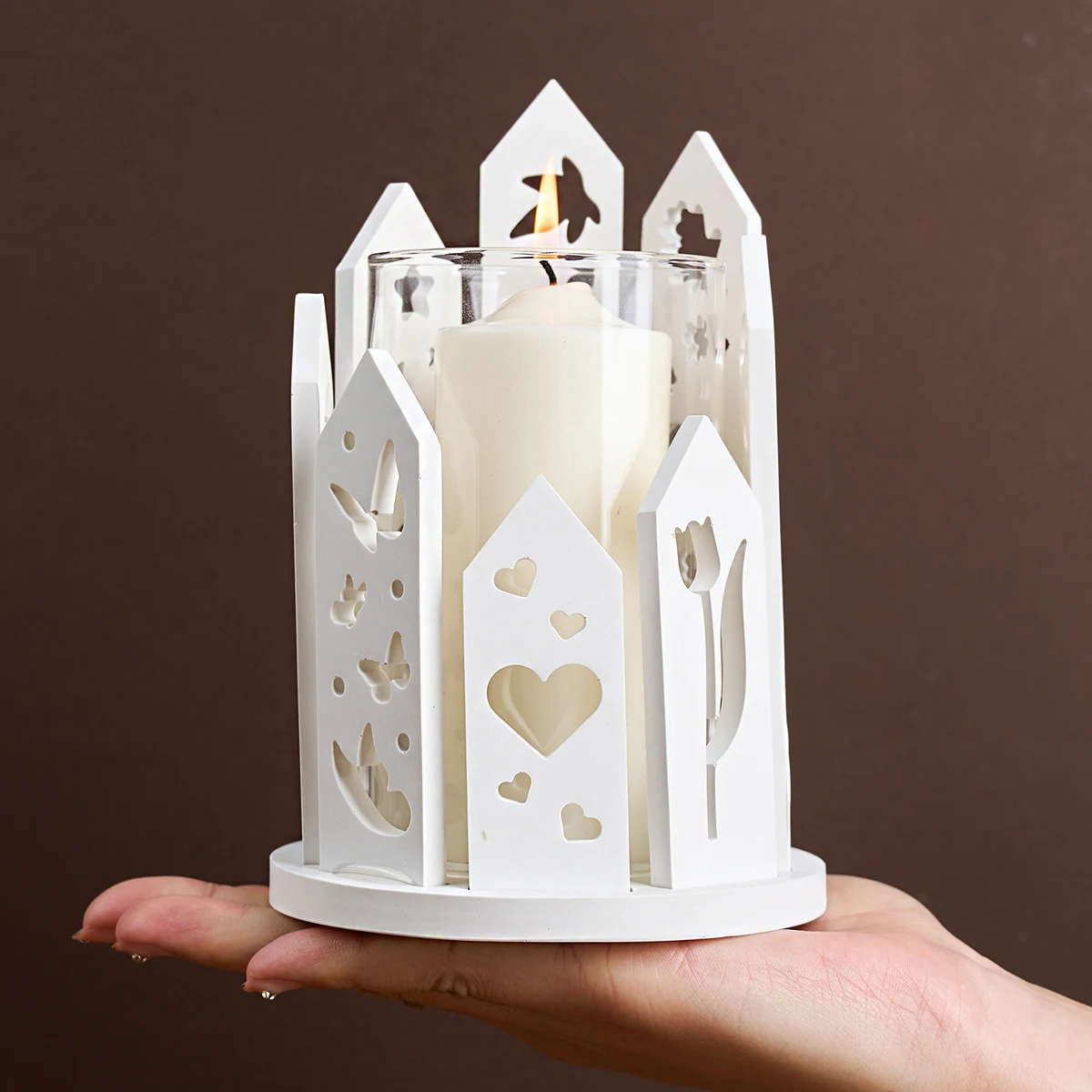 DIY Atmosphere Sense Candle Holder Silicone Mold Round Hollow Valentine's Day Candlestick Resin Mold Crafts Gift Making Tools