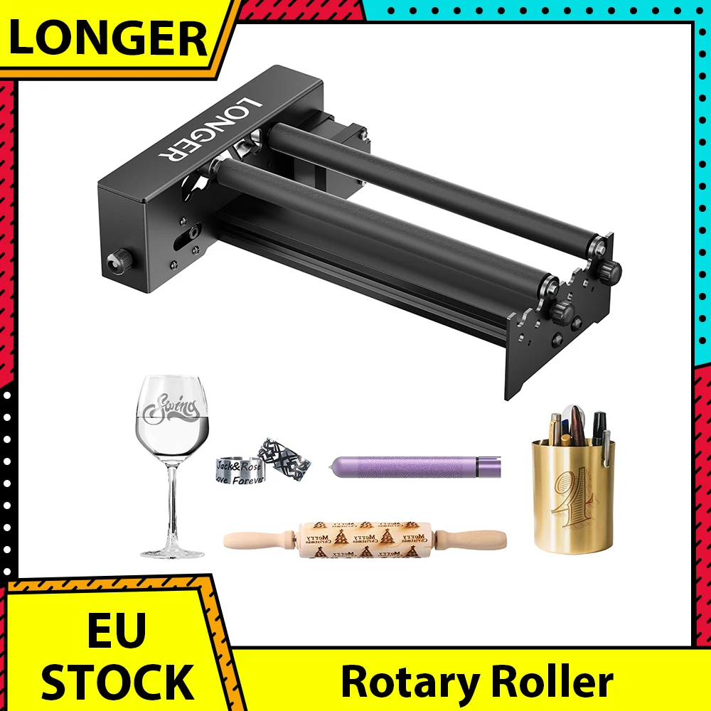 Rouleau rotatif axe Y pour graveur laser LONGER, 360° °   Rotation, diamètres réglables de 6 à 300 mm