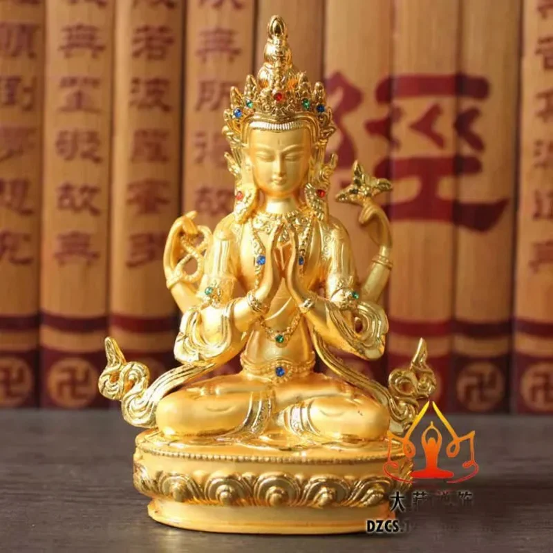 11CM # HOME OFFICE patron saint -efficacious Talisman House Protection Tibetan Buddhism gilding brass Buddha statue Decoration