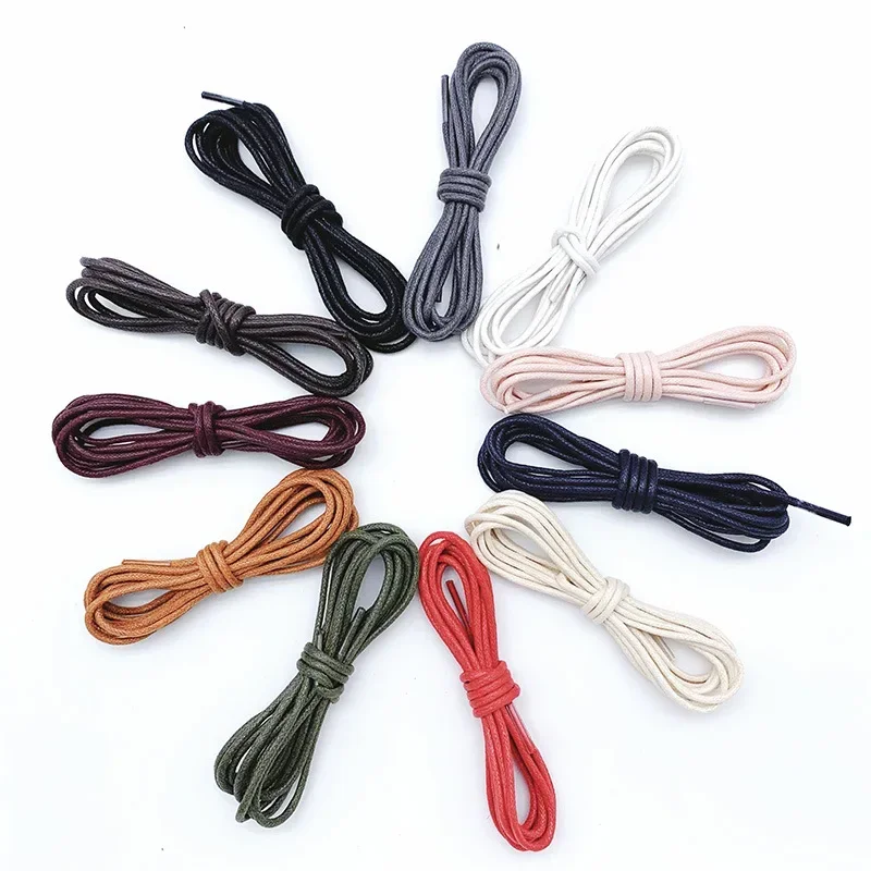 1Pair 2.5mm Length 60/90/100/120cm Cotton Waxed Shoelaces Round Oxford Shoe laces Boots Laces Waterproof Leather Shoelace image 6
