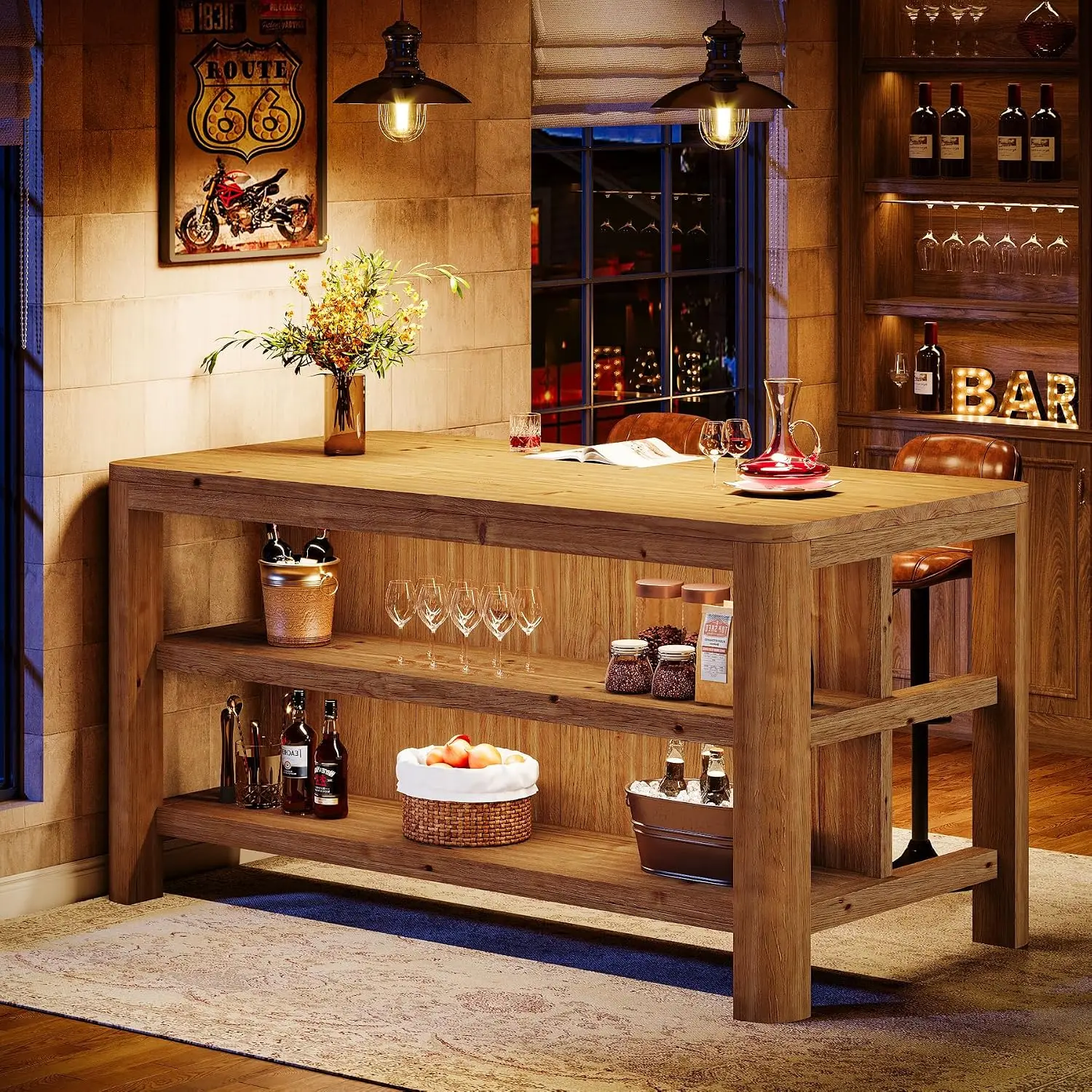 Solid Wood Kitchen Island, 63