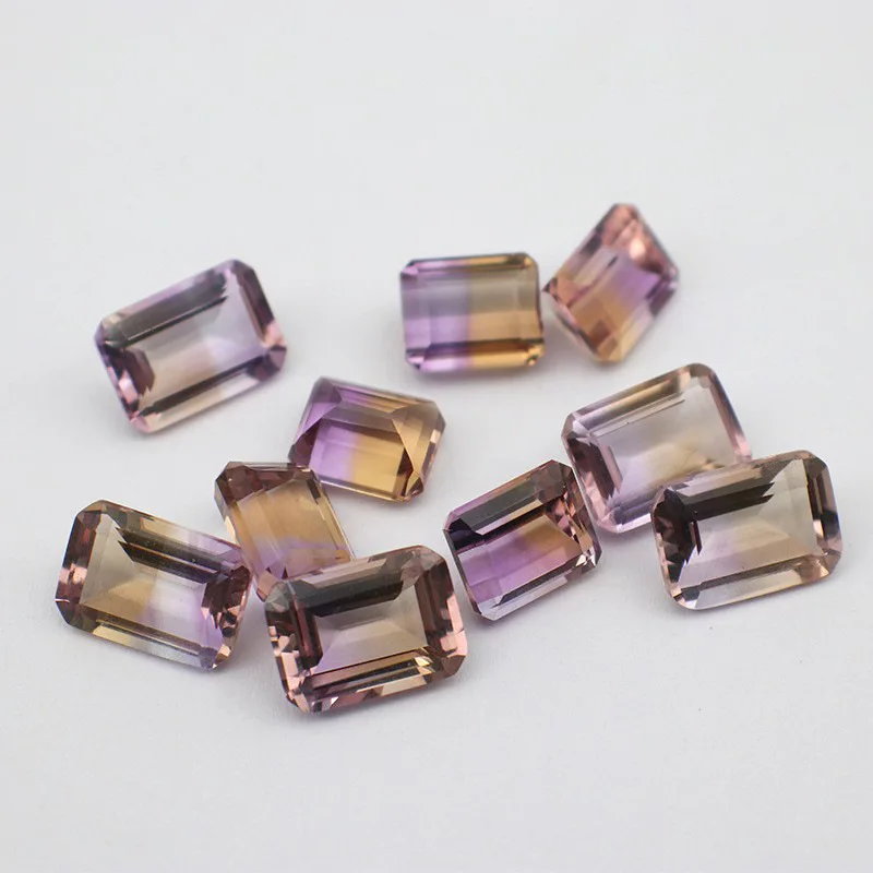 

Натуральный аметист, прямоугольная оправа, свободный камень, бразильский аметист, двухцветный драгоценный камень, ювелирное изделие с инкрустацией камнями