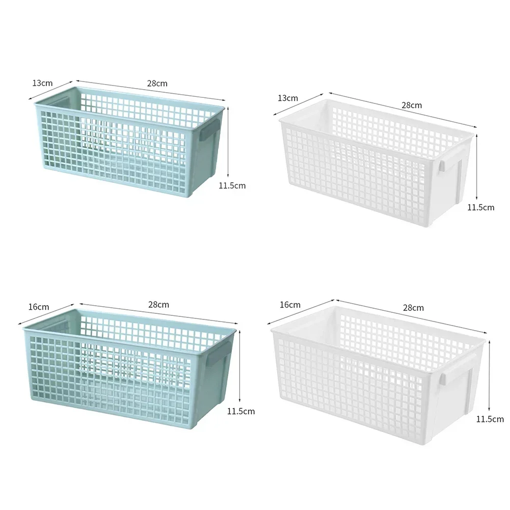 Multi-purpose Home Storage Blue Plastic Rectangular Basket For Kitchen Bathroom Miscellaneous Items Organizer Design Handle