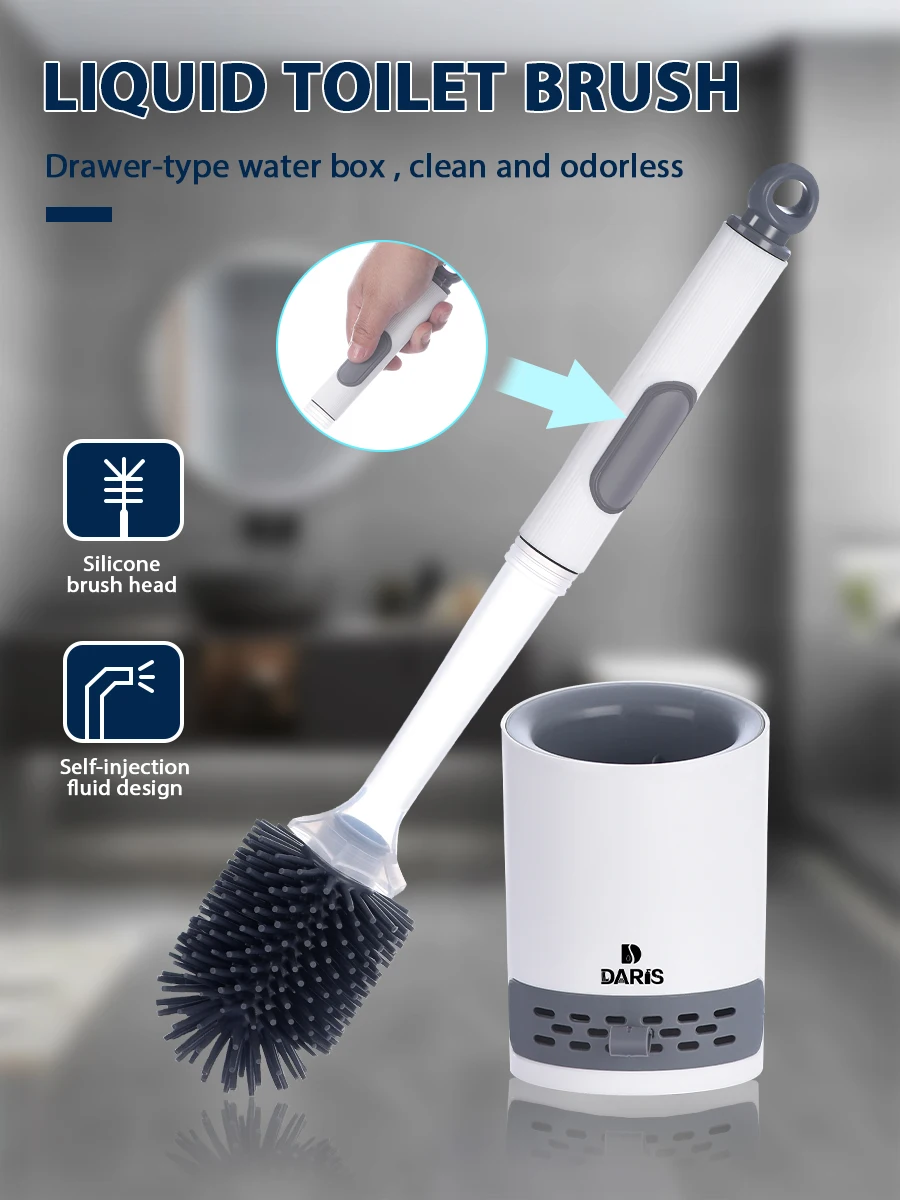 SAVEGA – Scopino WC in silicone bianco – Spazzola bagno con portascopino da parete senza trapano – Set scopino design moderno igienico (Bianco