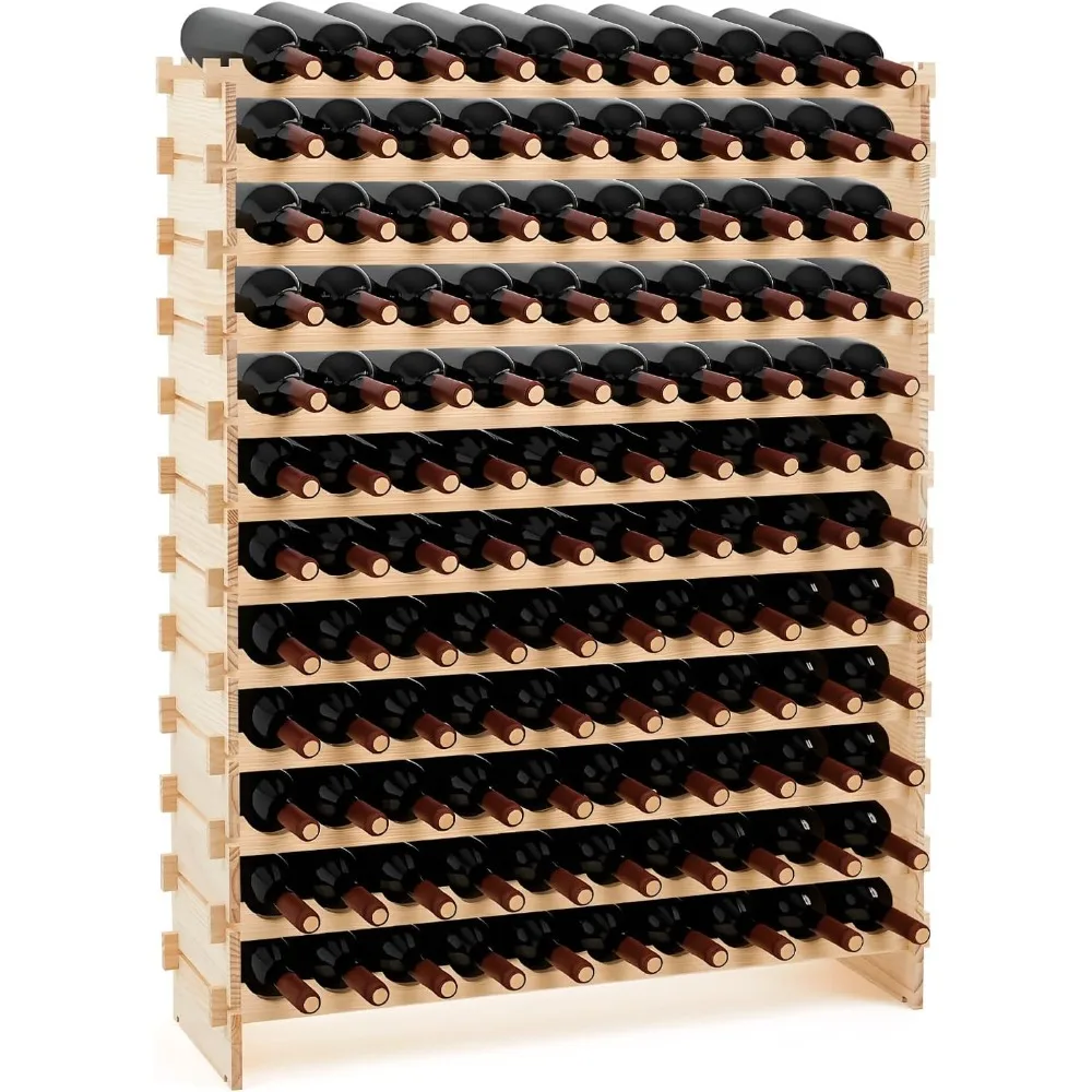 

maxdot 12-tier 120 bottles wine rack, stackable floor wine bottle organizer storage, large capacity holds 120 bottles holder she
