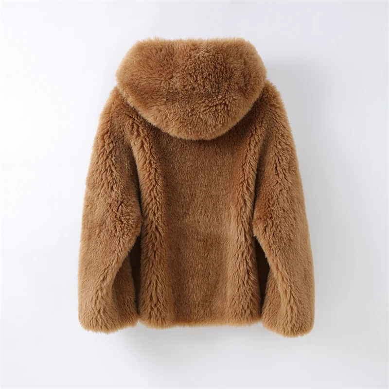 Lady Girl Genuine Wool Causal Short Jacket Women\'s Polyester Lining Winter Warm Coat H2386