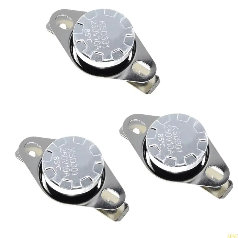 A0NC 3Pcs 40/70/85/125℃ 가정용 KSD301 250V 10A 정상 폐쇄 NC 온도 조절기