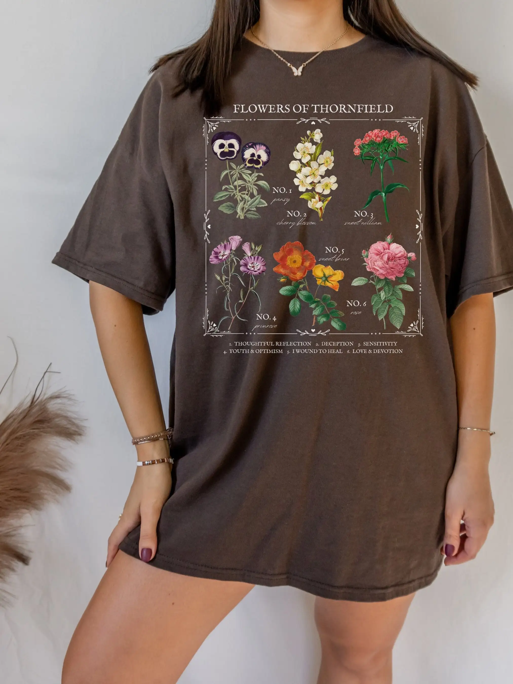 Jane Eyre Literary Flower Chart Herbology Floral Tee Shirt Bookworm Gift Charlotte Bronte Poet Literature Shirt Dark Academia