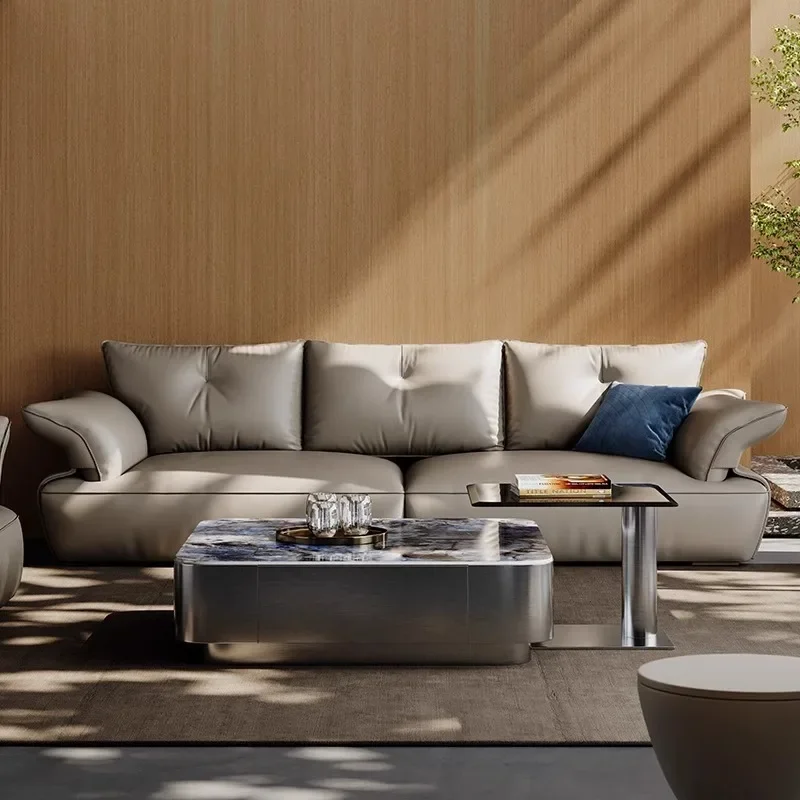 Combinaison de dalles de roche italienne en pierre de luxe, table basse de luxe moderne et simple et légère pour la maison