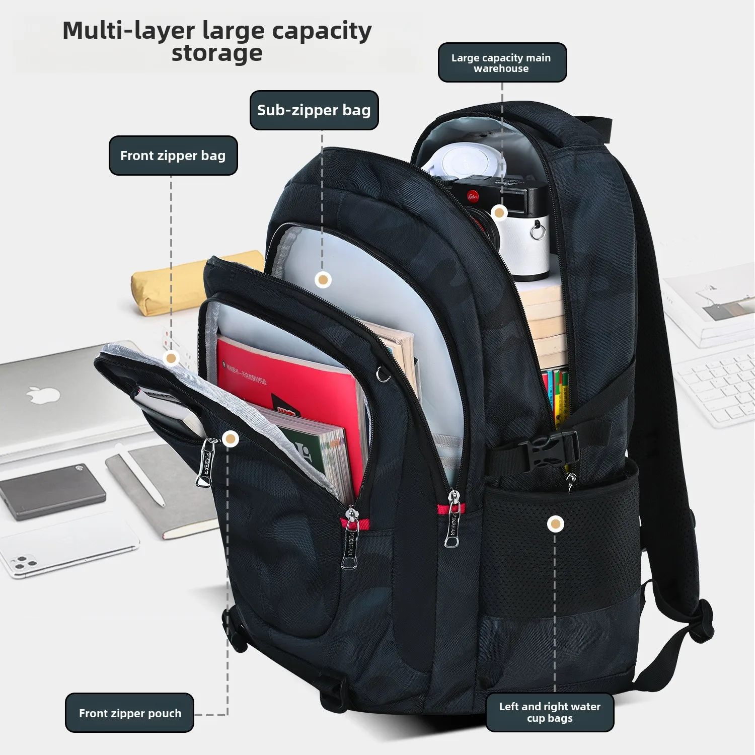 Student School Bag PIKBEAR Large Capacity Waterproof Backpack Primary Junior High Teenager Daily Travel Bookbag Rucksack