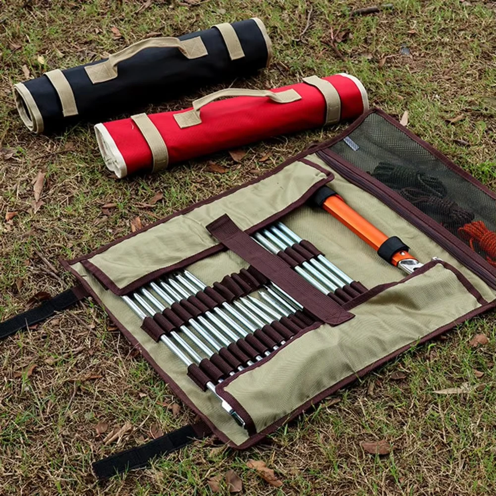 

Сумка для хранения уличной палатки с сетчатым карманом, складная водонепроницаемая сумка для пешего туризма, охоты, кемпинга, колышек для палатки, гвоздей, ветрозащитная веревка