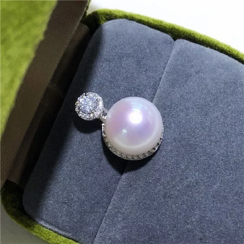 Gorgeous AAAA 9-10 mm south sea White stud pearl pendant earring set 925s..