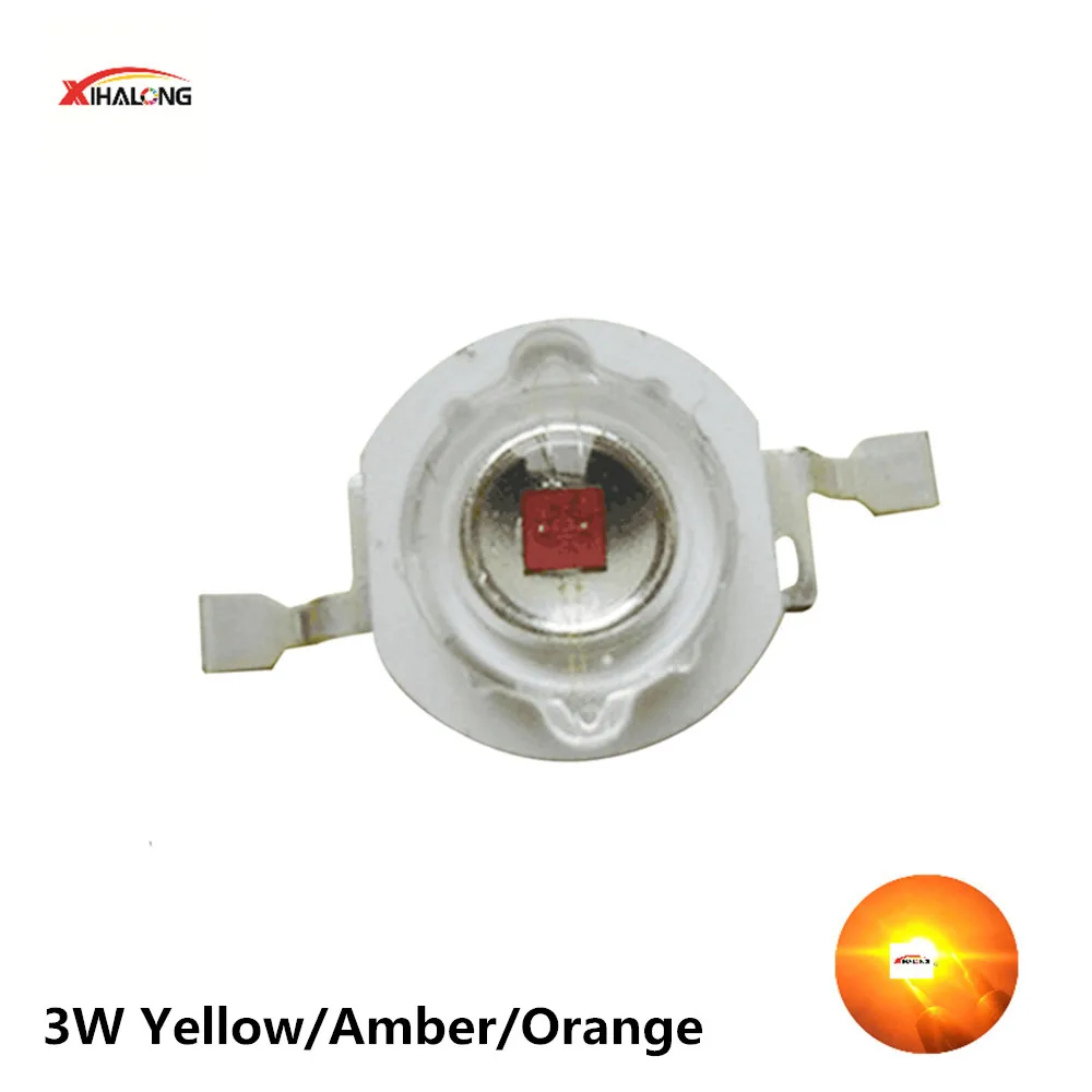 

50-500pcs 1W 3W High Power LED Chip Yellow 590-595nm Amber 595-600nm Orange 600-605nm DC2.2-2.6V For DIY Emergency Traffic Light